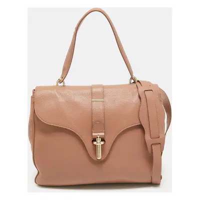 Balenciaga Old Rose Leather Tube Clasp Top Handle Bag