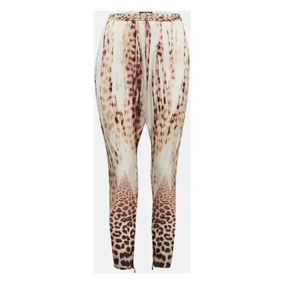 Just Cavalli Multicolor Leopard Print Silk Waist Detail Pants