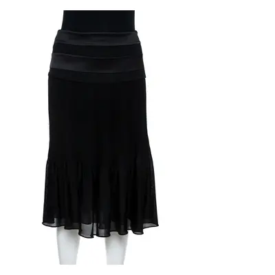 Giorgio Armani Black Nylon Blend Jersey Flared Skirt