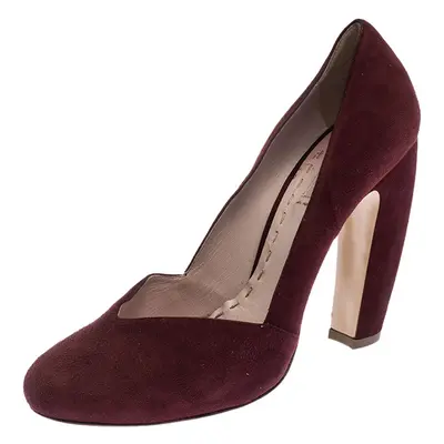 Miu Miu Maroon Suede Curved Heel Pumps Size