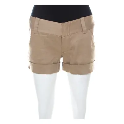 Alice + Olivia Beige Linen Cuff Shorts