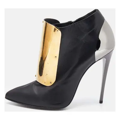 Giuseppe Zanotti Black Leather Velcro Shielded Ankle Booties Size