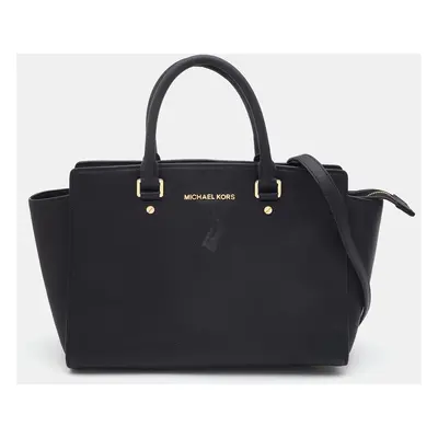 MICHAEL Michael Kors Black Leather Selma Satchel