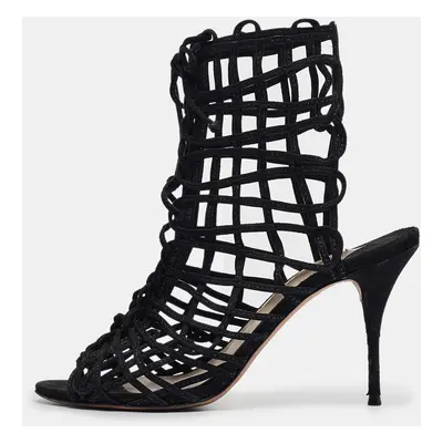 Sophia Webster Black Suede Delphine Lace Up Sandals Size