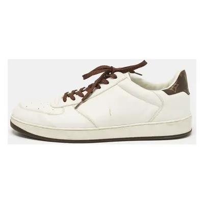 Louis Vuitton White/Brown Monogram Canvas and Leather Lace Up Sneakers 41.5