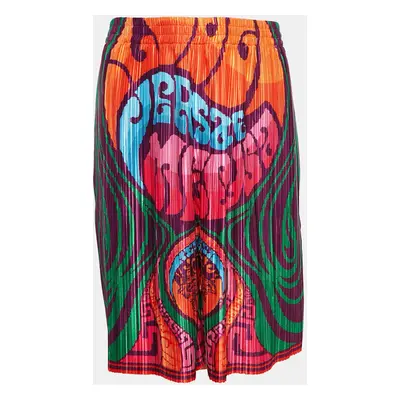 Versace Multicolor Medusa Print Satin Plisse College Fit Shorts