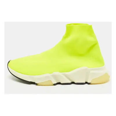 Balenciaga Neon Yellow Knit Fabric Speed Trainer Sneakers Size