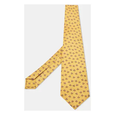 Bvlgari Yellow Printed Silk Traditional Tie