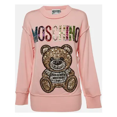 Moschino Pink Wool Embellished Teddy Bear Sweater