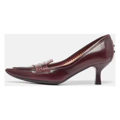 Tod's Burgundy Leather Penny Loafer Pumps Size