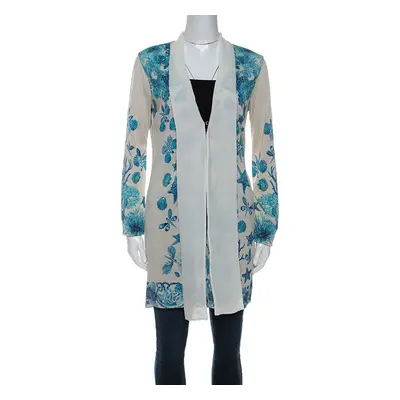 Roberto Cavalli Off-White Underwater Print Wool Blend Cardigan