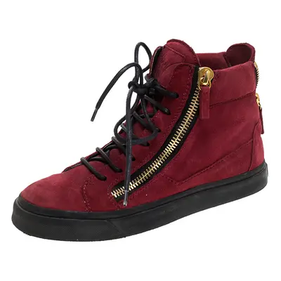 Giuseppe Zanotti Red Suede Mid Top Sneakers Size