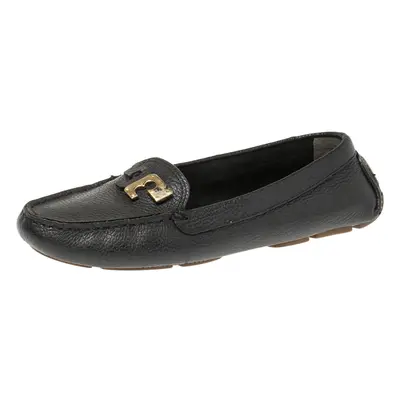 Tory Burch Black Leather Slip on Loafers Size