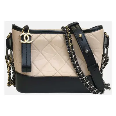 Chanel Beige/Black Leather Gabrielle Shoulder Bag