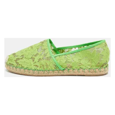 Valentino Green Mesh and Lace Espadrille Flats Size