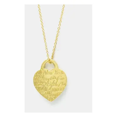 Tiffany & Co. 18K Yellow Gold Notes Fifth Avenue Heart Tag Pendant Necklace