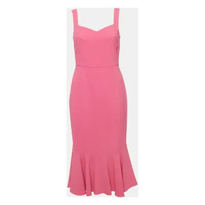 Dolce & Gabbana Pink Crepe Sleeveless Flared Midi Dress