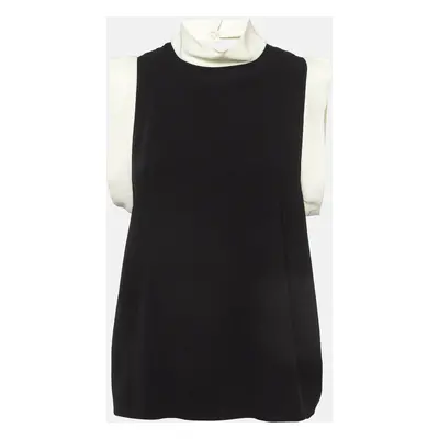 Ralph Lauren Black Sateen Mock Neck Sleeveless Top