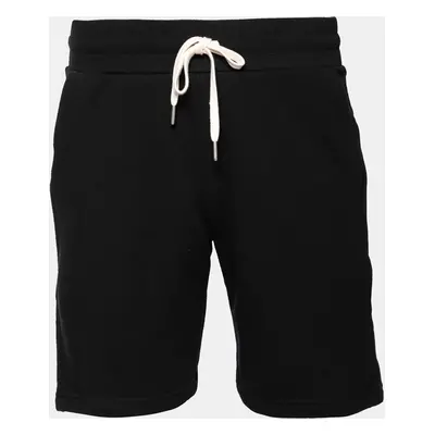 John Elliott Black Cotton Drawstring Waist Detail Shorts