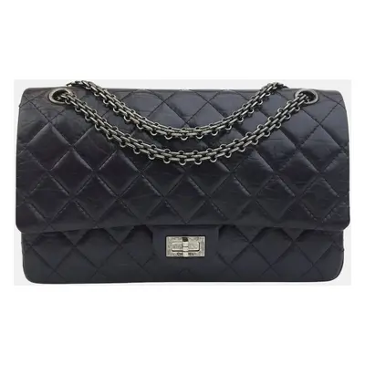 Chanel Black Quilted Aged Calfskin 2.55 Reissue Double Flap Shoulder Bag