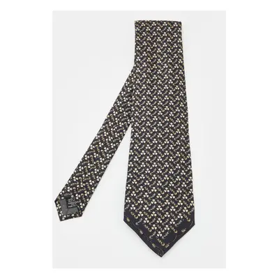 Gianfranco Ferre Black Fan Printed Silk Tie