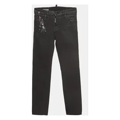 Dsquared2 Black Paint Splash Denim Straight-Leg Jeans Waist 29''