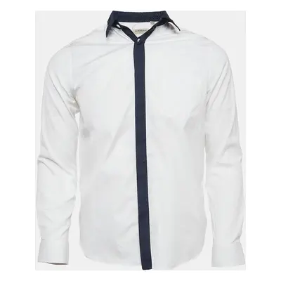 Burberry London White Contrast Collar and Placket Cotton Shirt