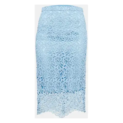 Burberry Pale Blue Lace Pencil Skirt