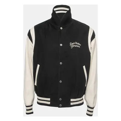 Louis Vuitton Black/White Lambskin Leather Varsity Jacket