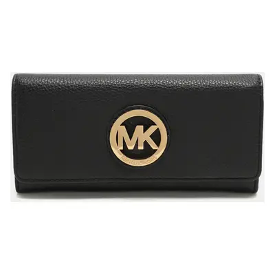 Michael Kors Black Leather Fulton Continental Wallet