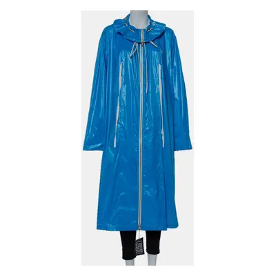 Calvin Klein Blue Synthetic Zip Front Oversized Rain Overcoat