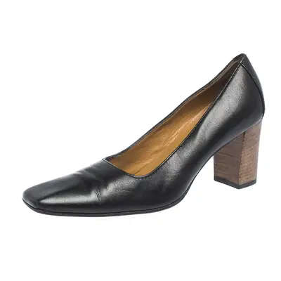 Gucci Black Leather Square Toe Pumps Size