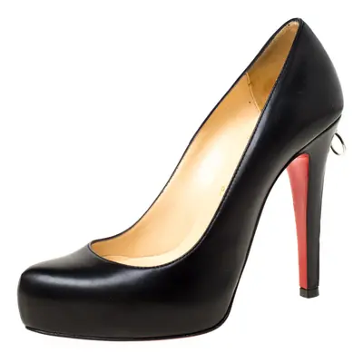 Christian Louboutin Black Leather Rolandzip Platform Pumps Size