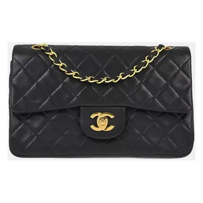 Chanel Black Lambskin Small Classic Double Flap Shoulder Bag