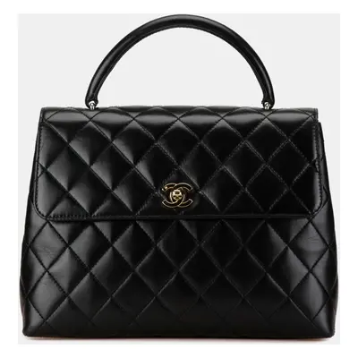 Chanel Black Lambskin Matelasse Coco Mark Flap Bag