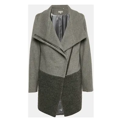 Calvin Klein Grey Wool Felt and Shearling Zip-Up Coat