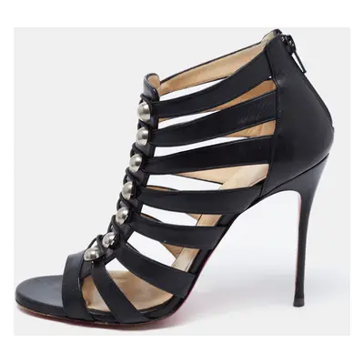 Christian Louboutin Black Leather Denis Caged Sandals Size 39.5