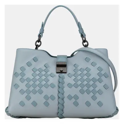 Bottega Veneta Blue Intrecciato Napoli Satchel