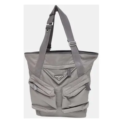 Prada Gray Nylon Tote Bag