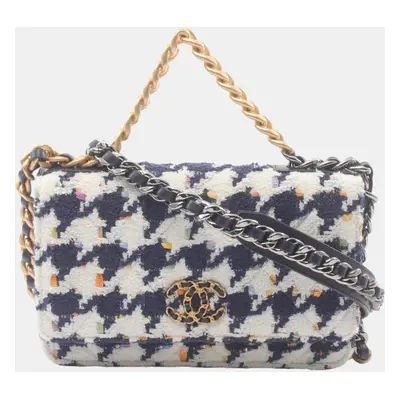 Chanel White Navy Multicolor Fabric Shoulder Bag