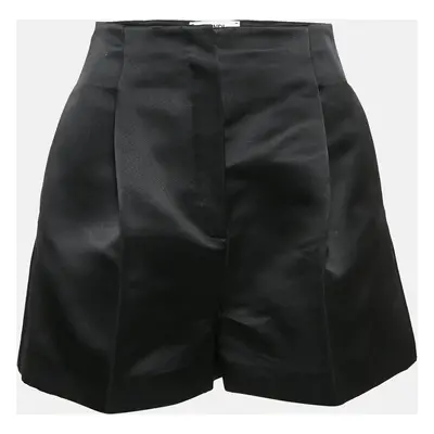 Fendi Black Satin Silk Pleated Shorts