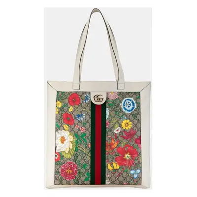 Gucci Multicolor/White GG Supreme Flora Ophidia Tote