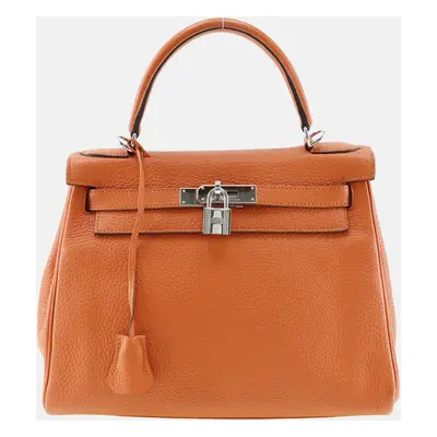 Hermes Orange Leather Kelly Togo Handbag