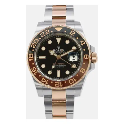 Rolex Black 18K Rose Gold Stainless Steel GMT Master II Automatic Men's Wristwatch mm