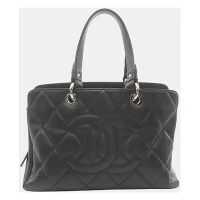 Chanel Leather Grained Calfskin Black Matelasse Tote Bag