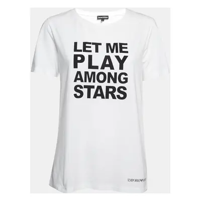 Emporio Armani White Printed Cotton Short Sleeve T-Shirt