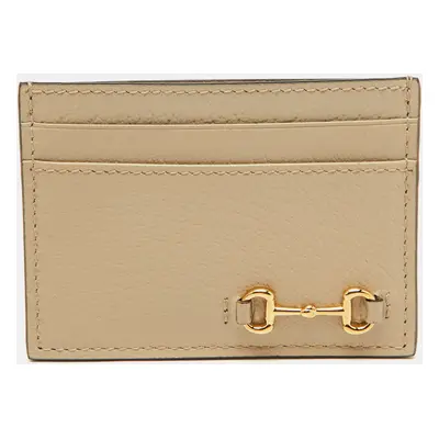 Gucci Light Beige Leather Horsebit Card Holder