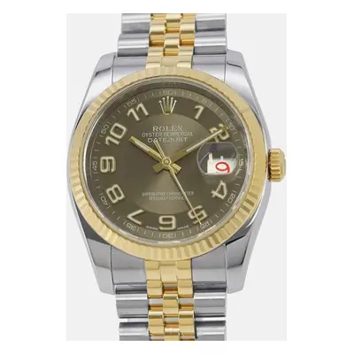 Rolex Brown 18K Yellow Gold Stainless Steel Datejust Automatic Men's Wristwatch mm