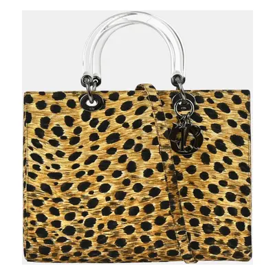 Christian Dior Yellow Cheetah Lady Dior Handbag