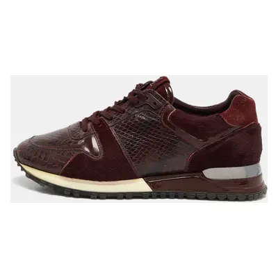 Louis Vuitton Burgundy Calf Hair and Python Leather Run Away Lace Up Sneakers Size 36.5